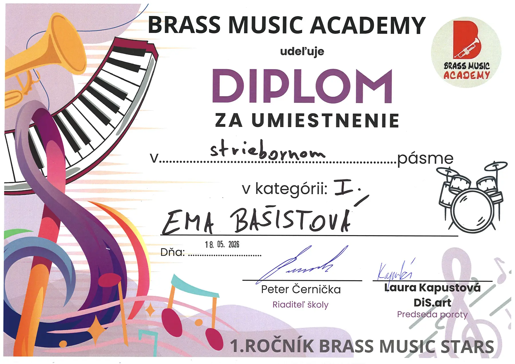 2026 05 Diplom Jakub Salaj zlate pasmo v III kategorii