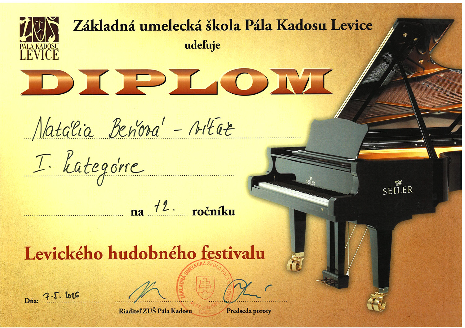 2026 05 Diplom Natalia Benova vitaz I kategorie